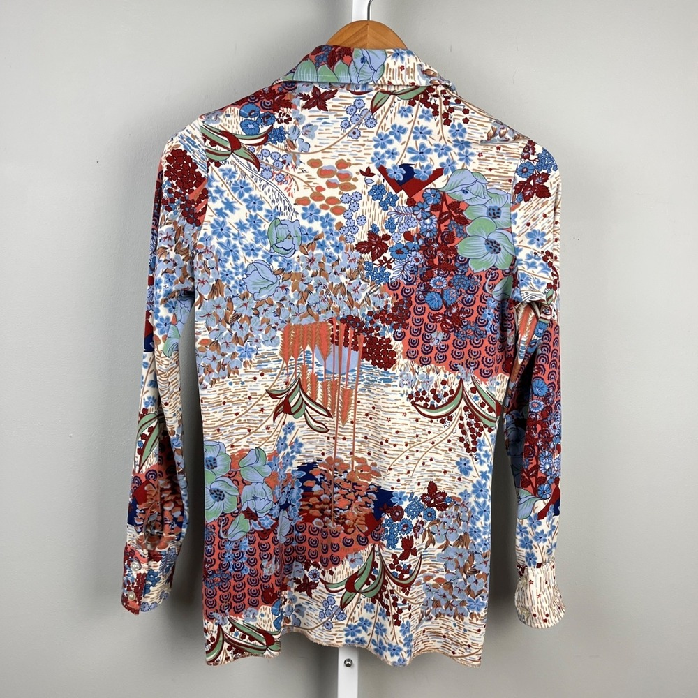 Vintage 60s Ship 'n Shore Floral Boho Shirt Top Womens 12 Bold Artsy Hippie - Picture 6 of 7